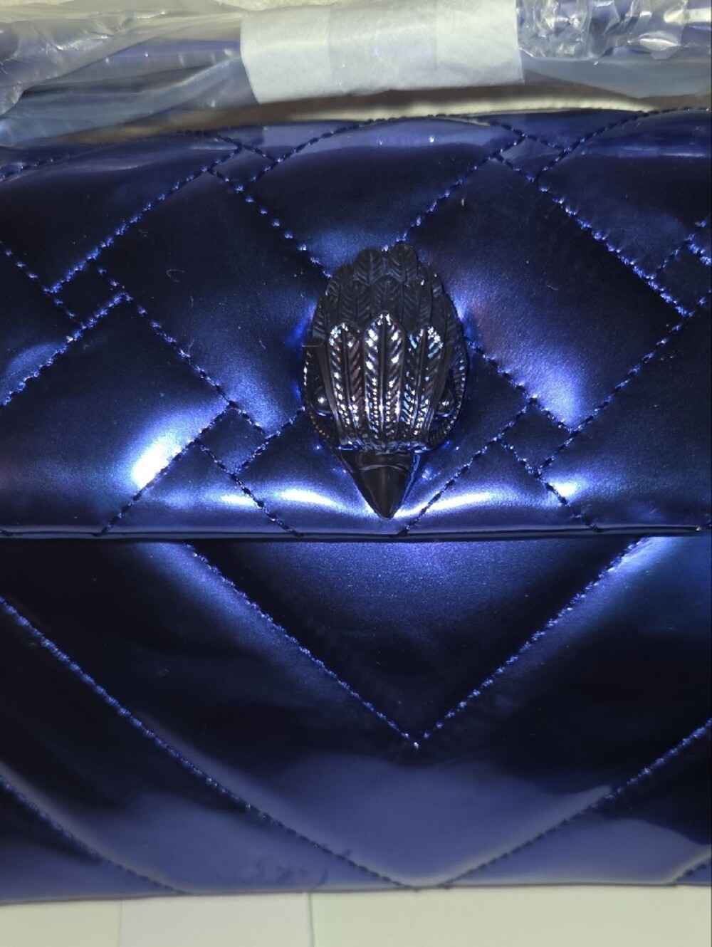 Kurt Geiger Metallic Purple Quilted Chain Shoulder Bag With A Dust Bag - Picture 4 of 5
